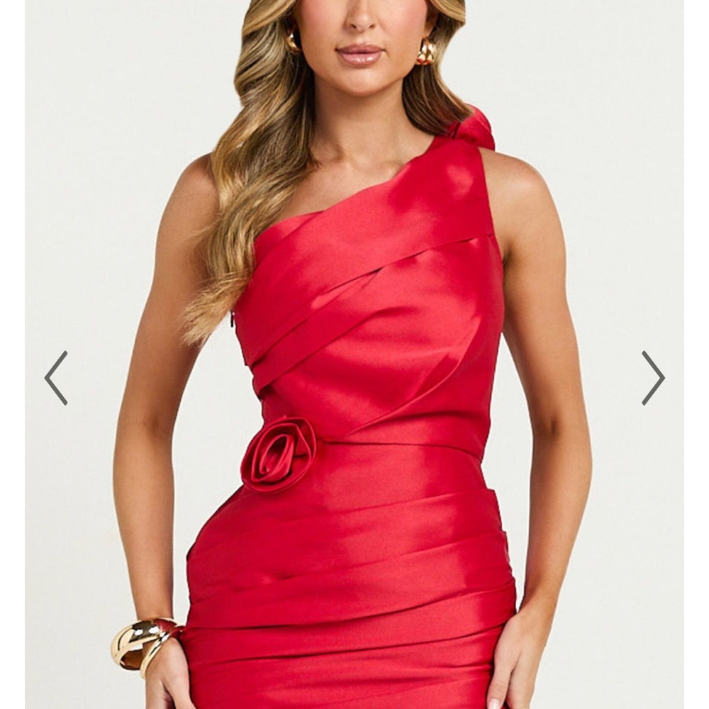 Showpo Red Asymmetrical Ruched Cocktail Dress